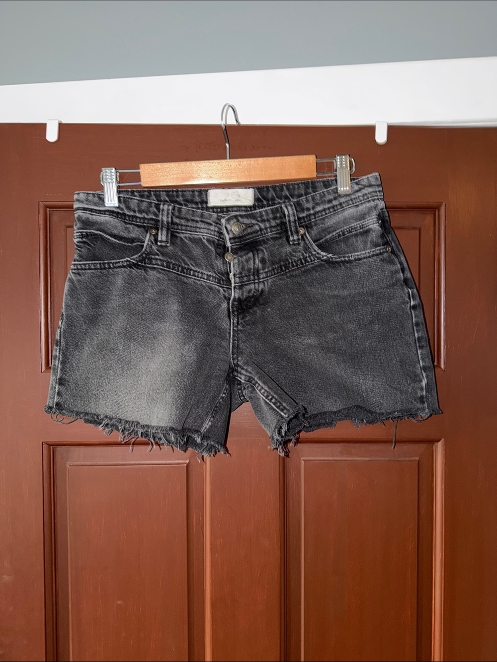 We The Free Washed Black High-Rise Denim Cutoff Shorts